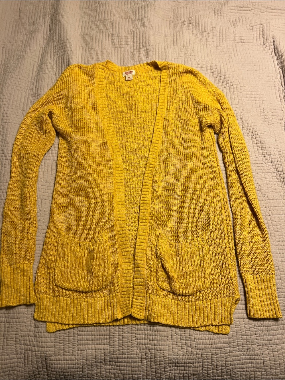Mossimo Supply Co. Yellow Open-Front Knit Cardigan